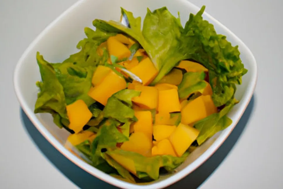 Salada de alface com manga, refrescante e saudável