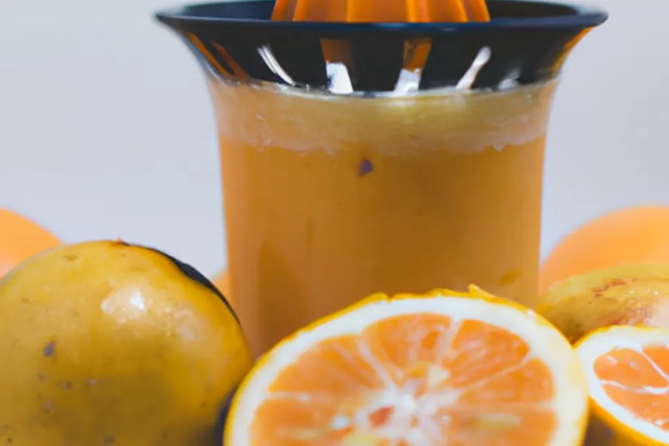 Suco refrescante de manga com laranja