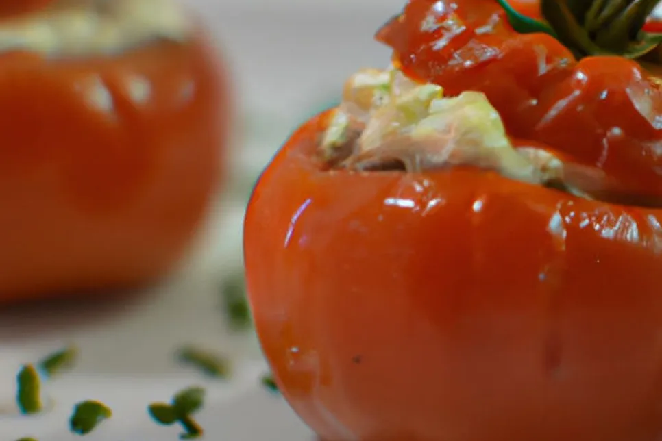 Tomate recheado com ricota low carb