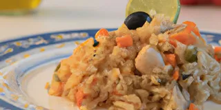 Receita Arroz simples com bacalhau