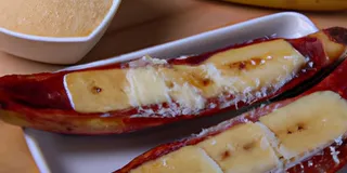 Receita Banana Assada com Queijo e Presunto